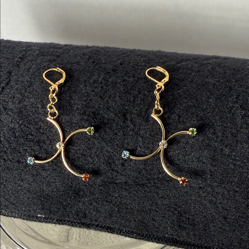Costa Gold Earrings with Colorful Accents
